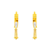 22k Gold Two Tone Dangling Bead Huggie Earrings